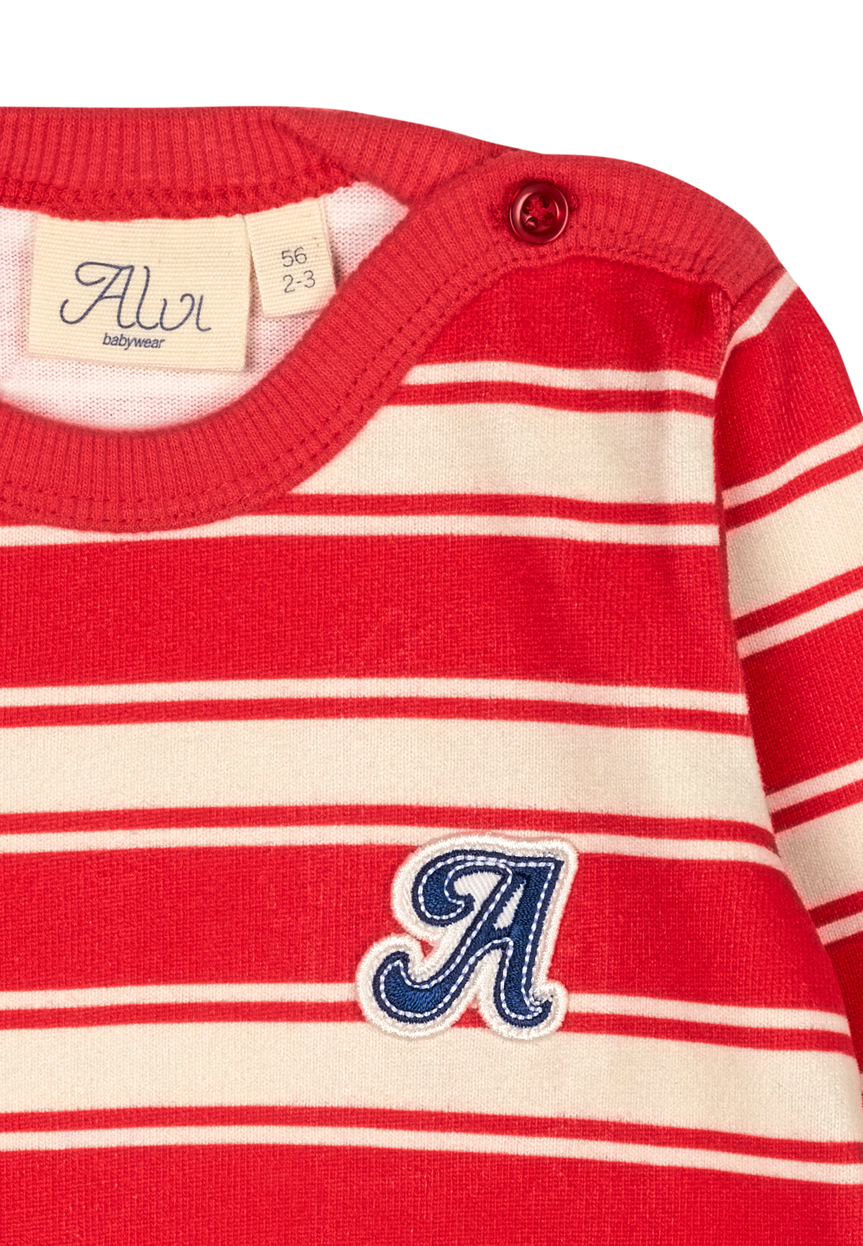Langarmshirt - Pionsettia-Antique White Stripe