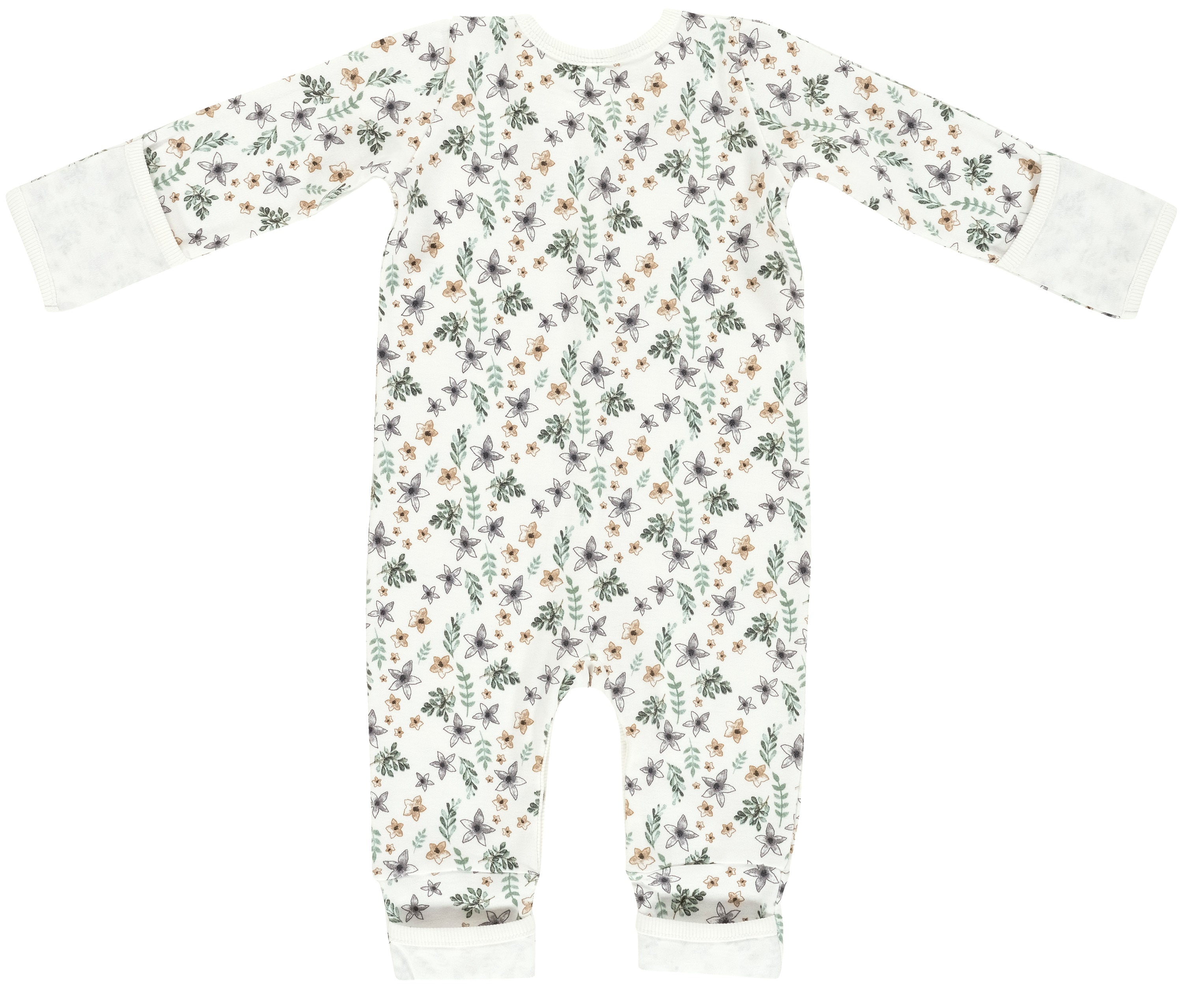 Schlafanzug mit Klappbündchen (BIO-Baumwolle) - Petit Fleurs