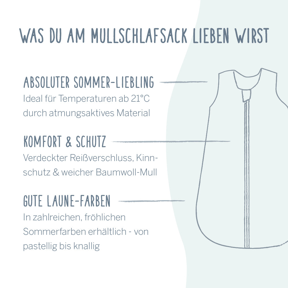 Mull-Schlafsack - Uni Türkis
