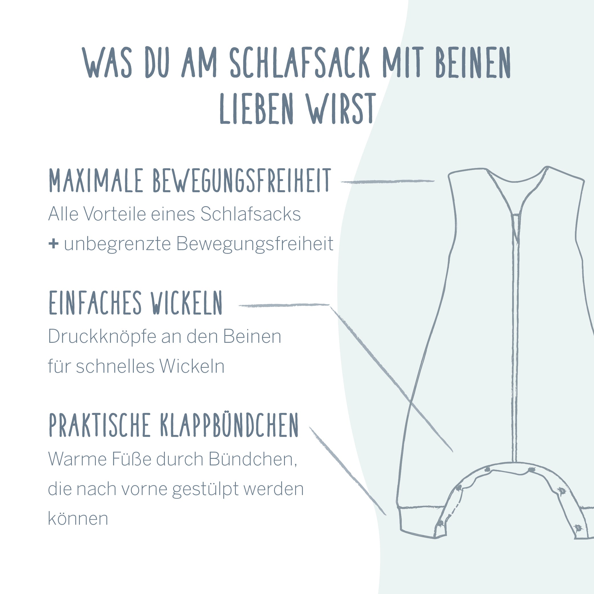 Ganzjahresschlafsack mit Beinen Mull - Sky Way