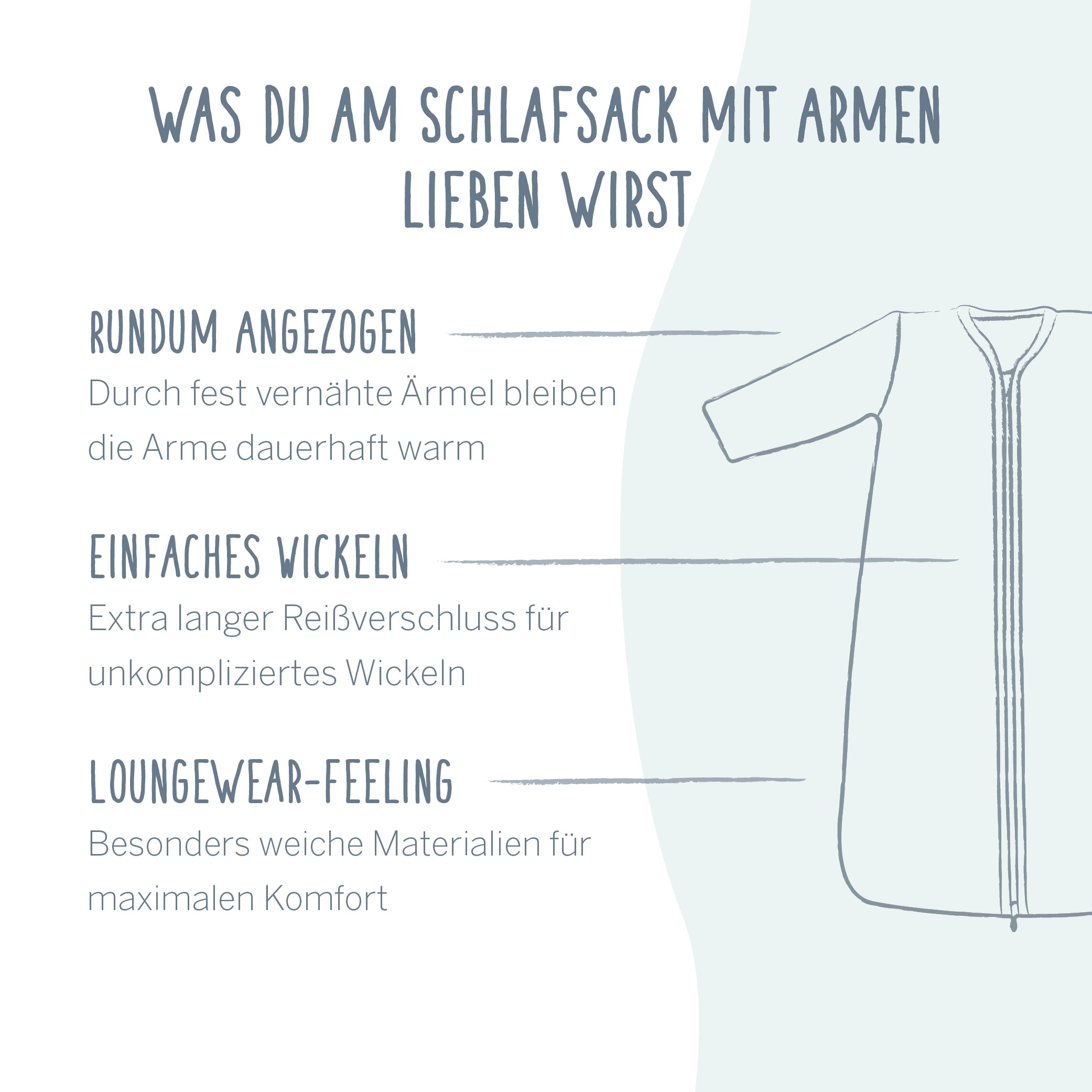 Schlafsack mit Armen Special Fabric (BIO Baumwolle) - Felpa Nap green