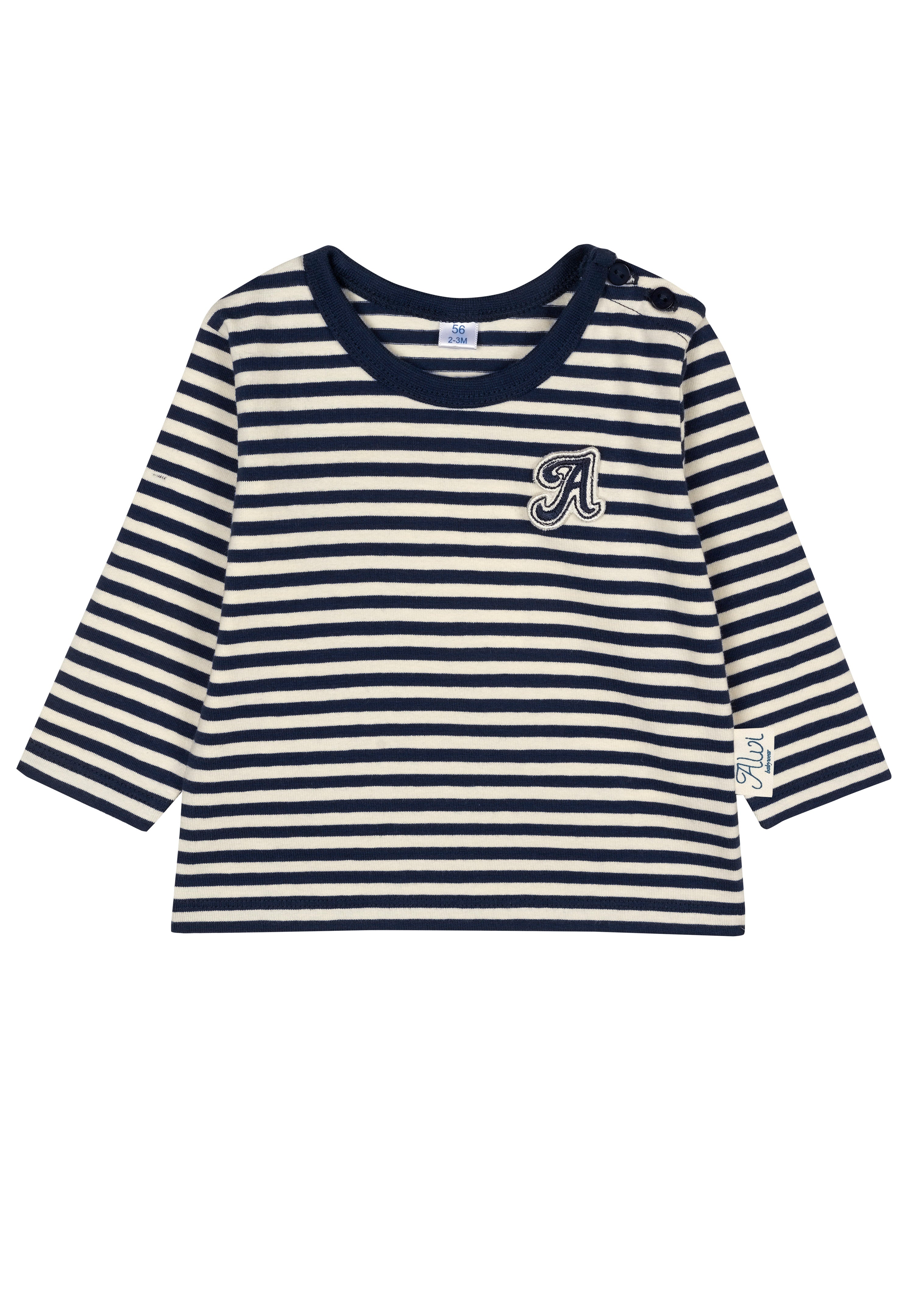 Langarmshirt - Black Iris + Antique White