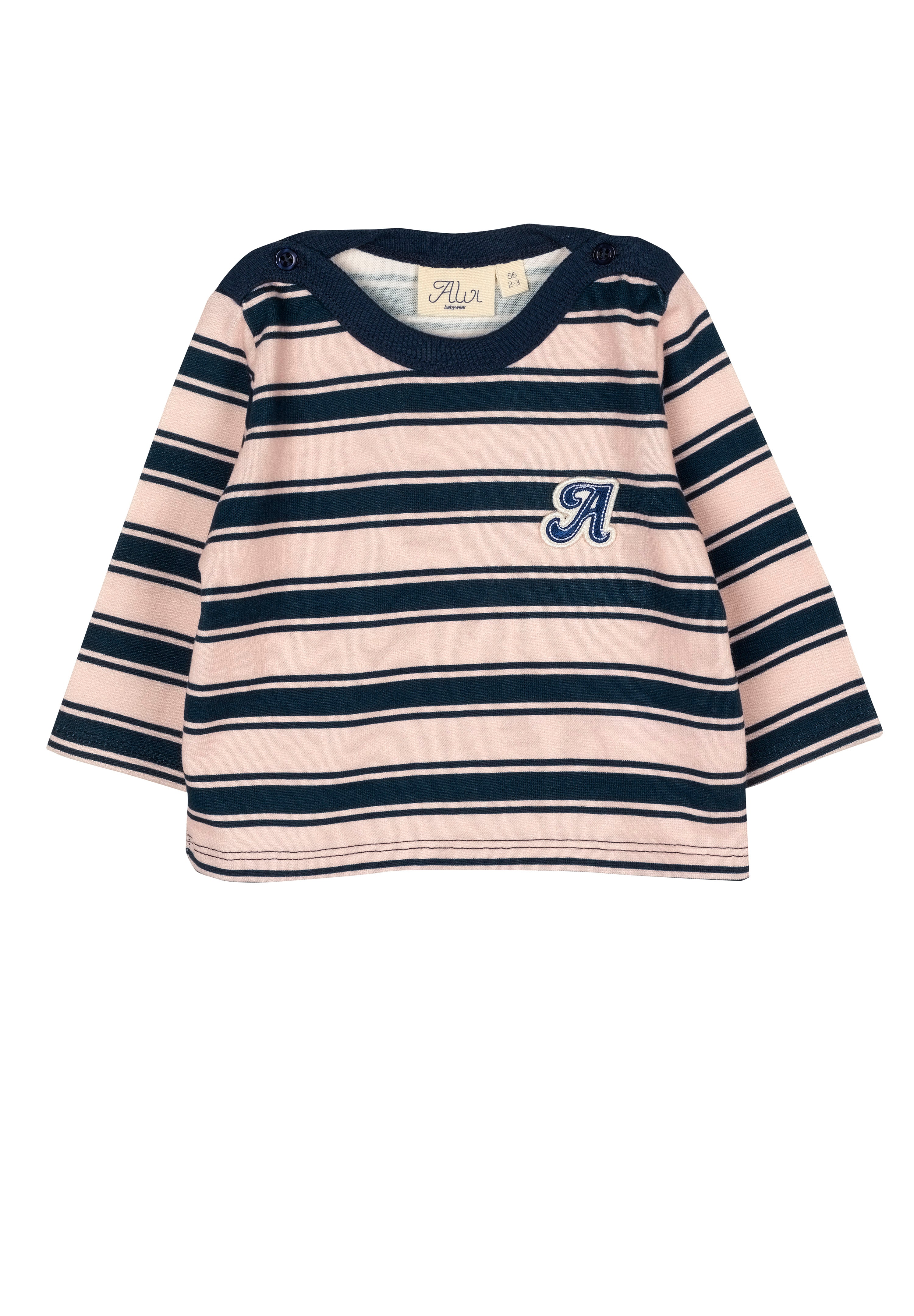 Langarmshirt - Pinkesque-Black Iris Stripe