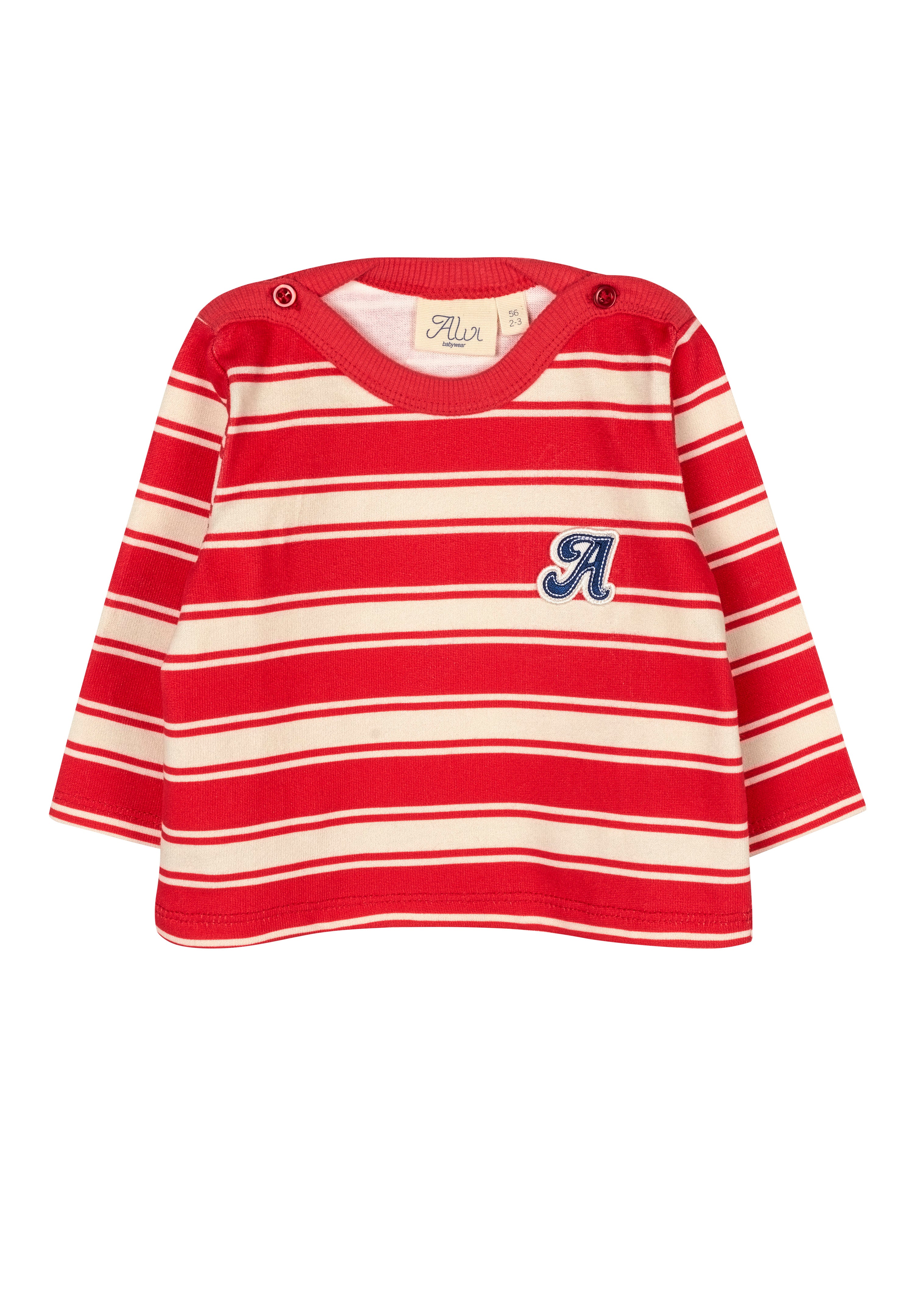 Langarmshirt - Pionsettia-Antique White Stripe