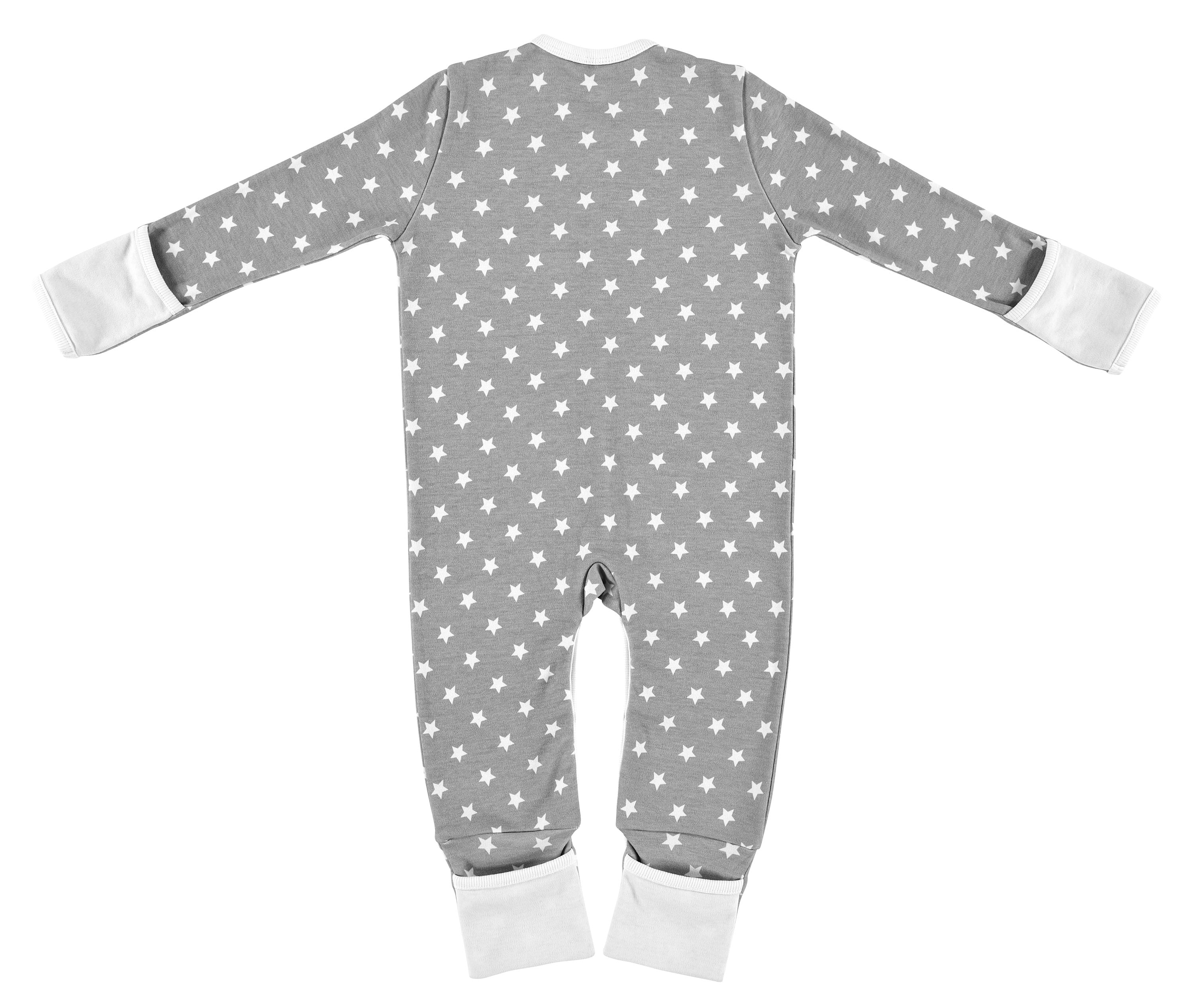 Schlafanzug mit Klappbündchen (BIO-Baumwolle) - Stars silber