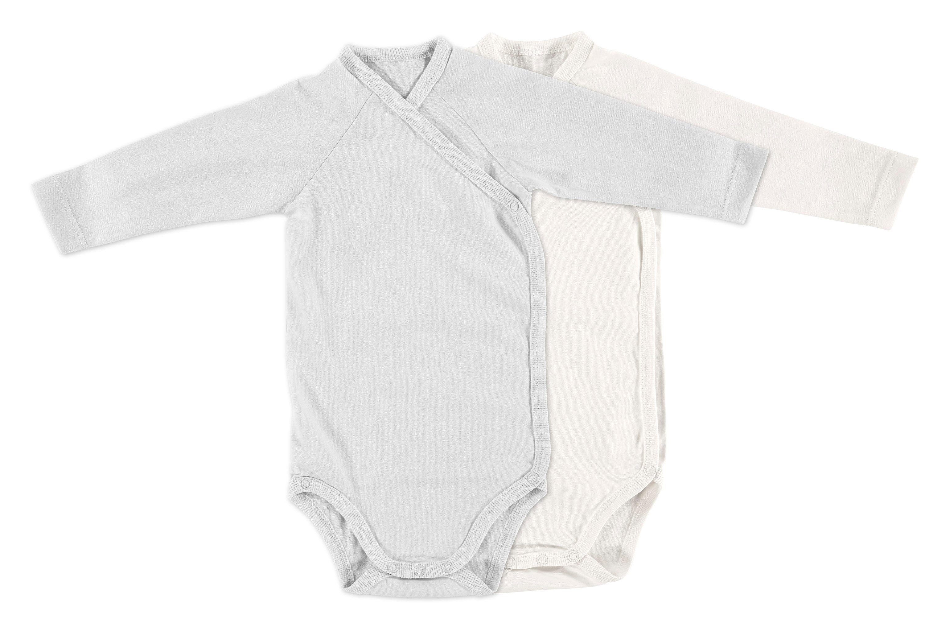 Body langarm 2-er Pack (BIO-Baumwolle) - Grau/Weiß