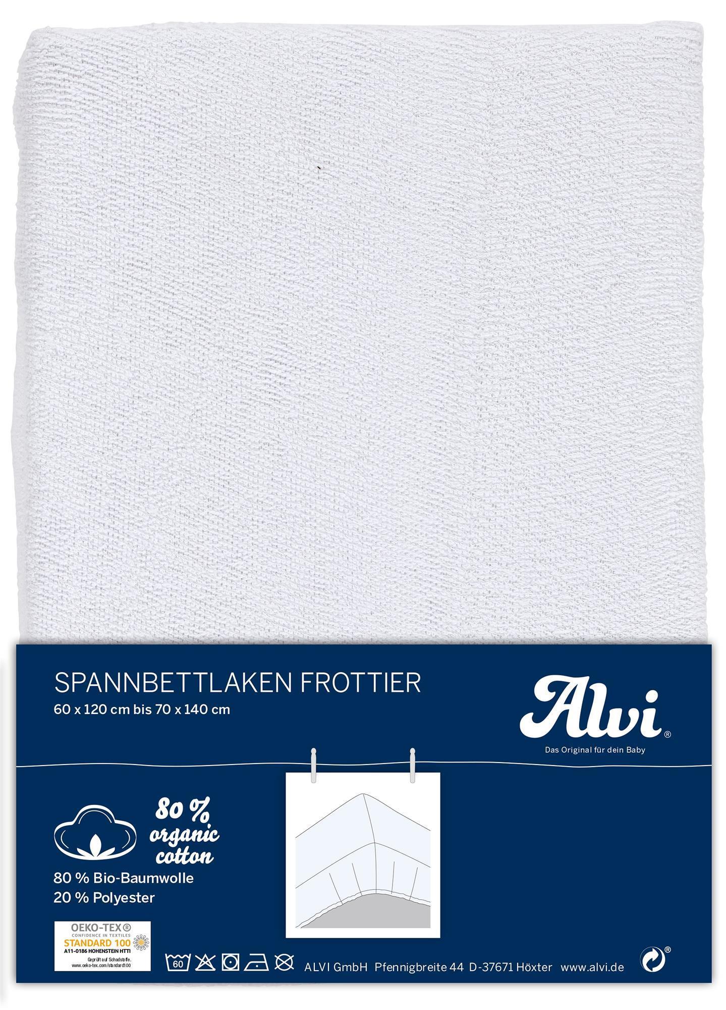 Spannbettlaken (BIO-Baumwolle) - Frottier weiß