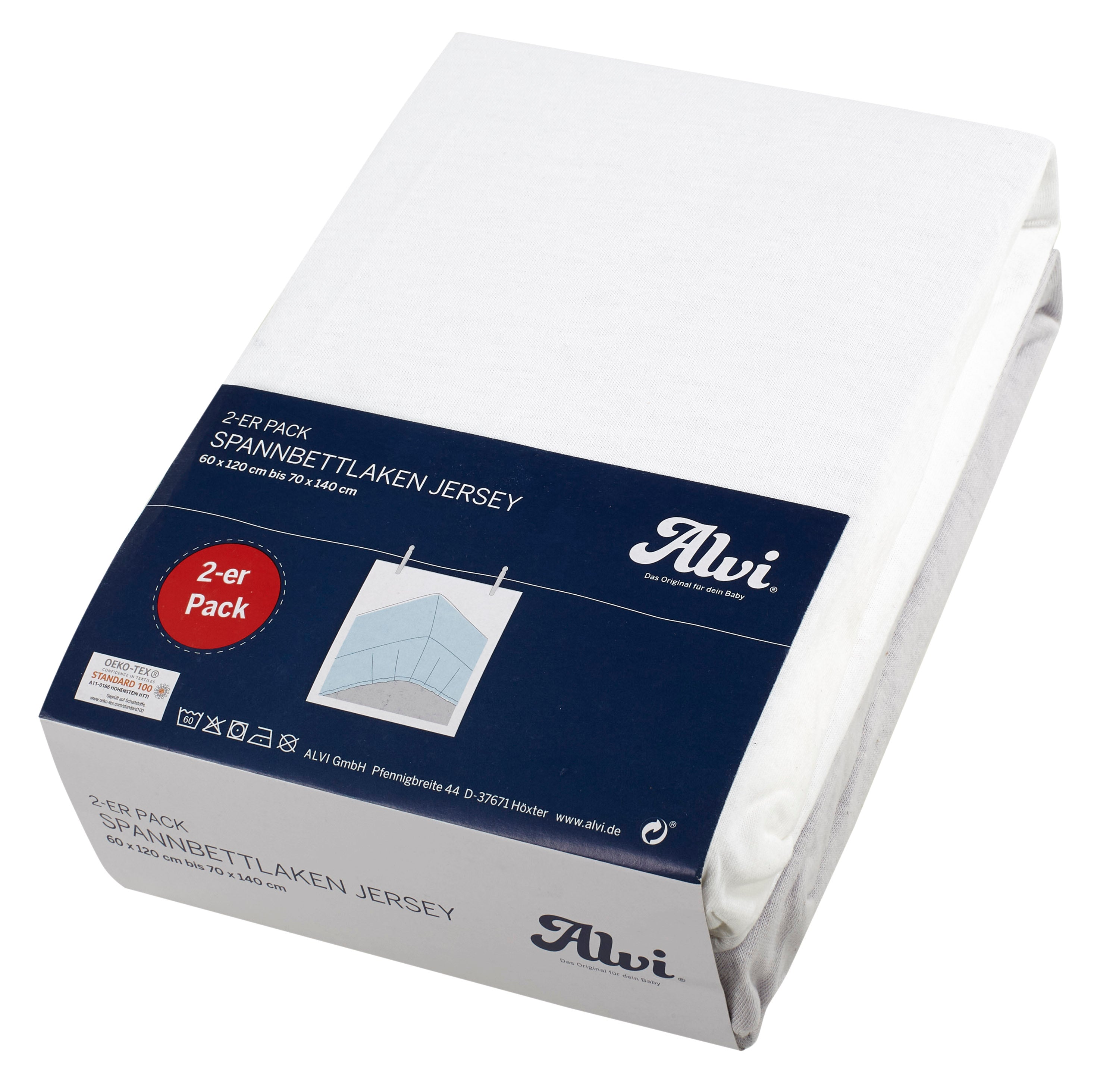Spannlaken (2-er Pack) - Silber/Weiß