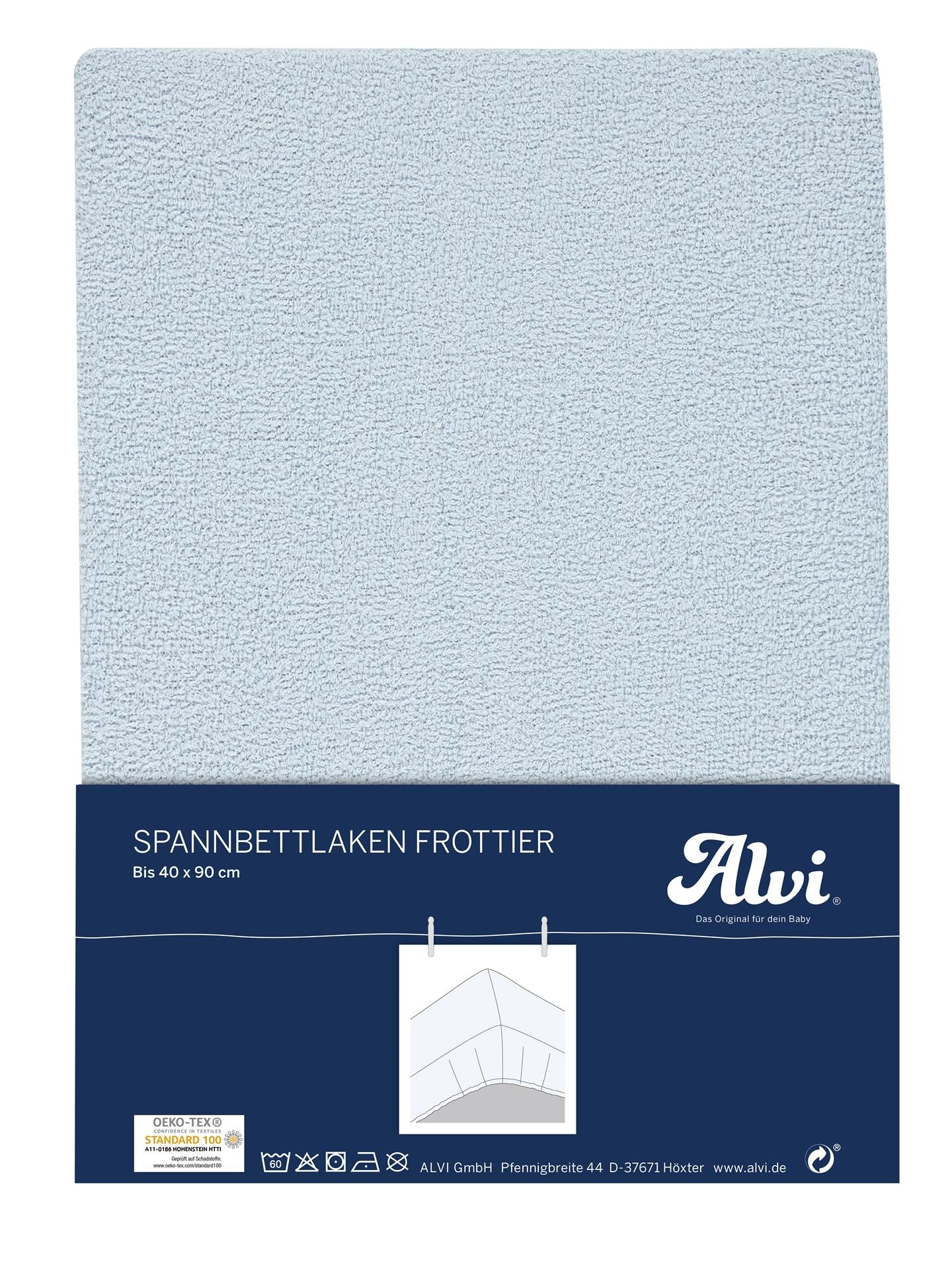 Spannbettlaken Baumwolle Frottier - Blau