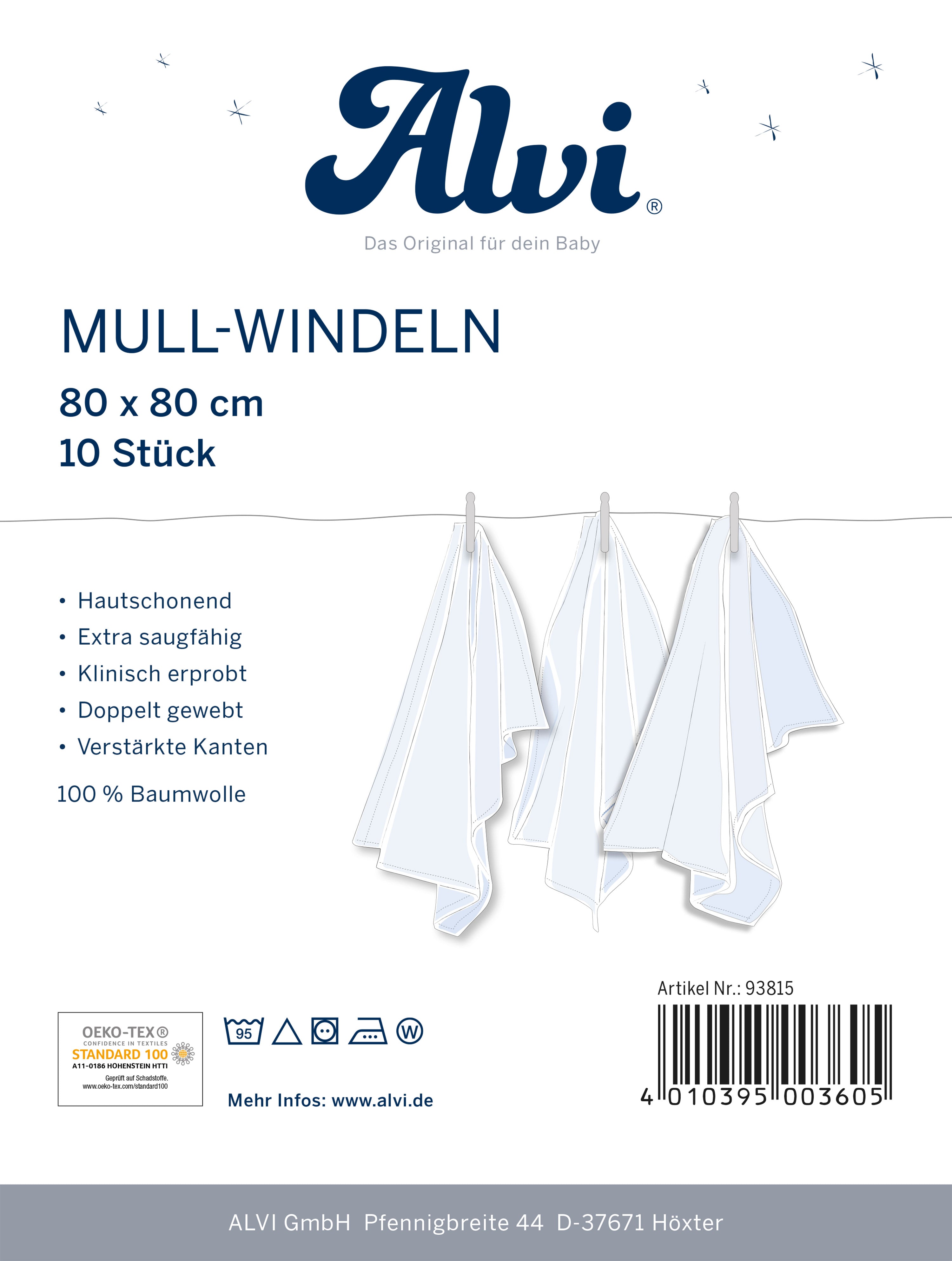 Mull Windeln 10er Pack - weiß