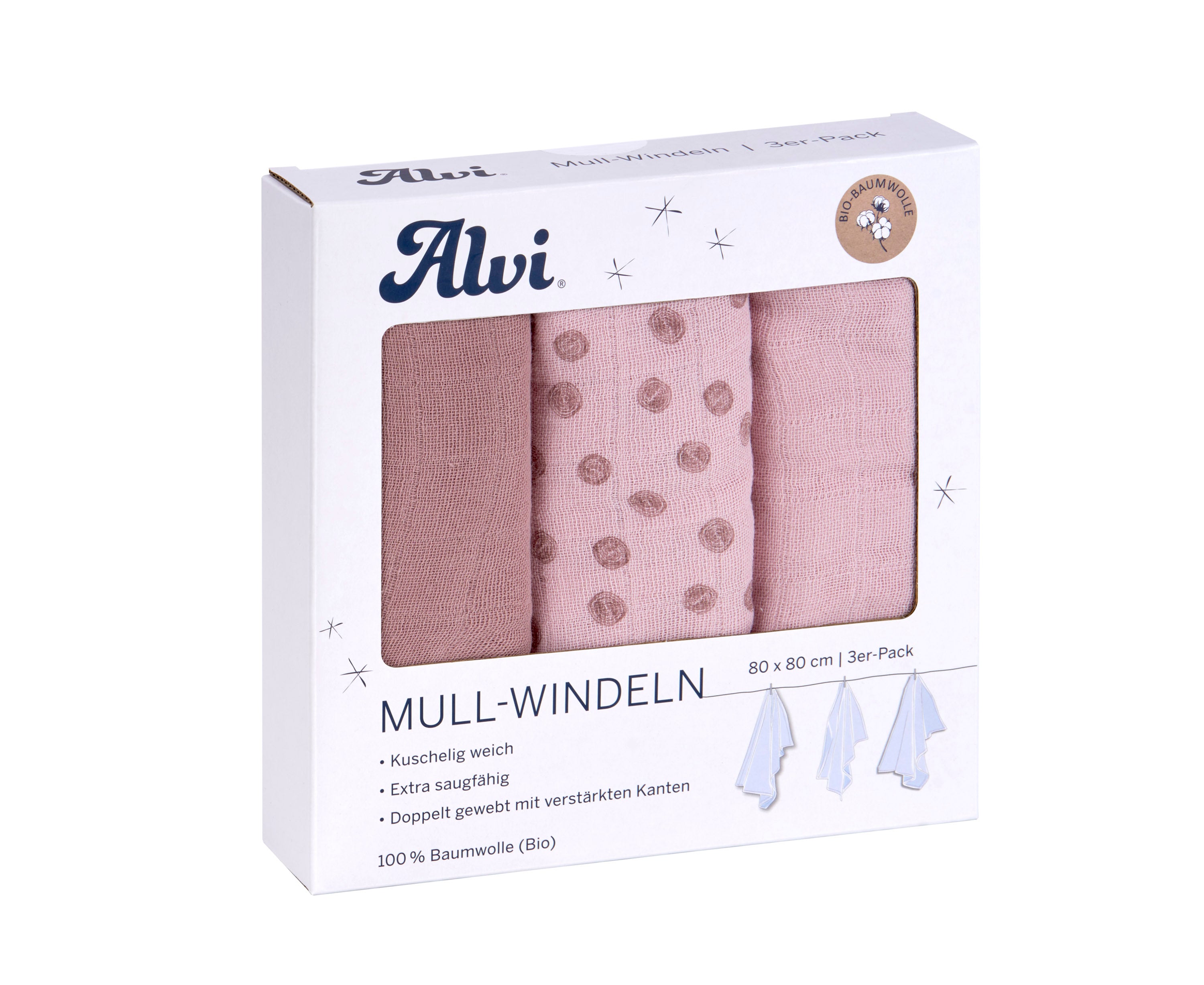 Mull Windeln 3er Pack - Curly Dots