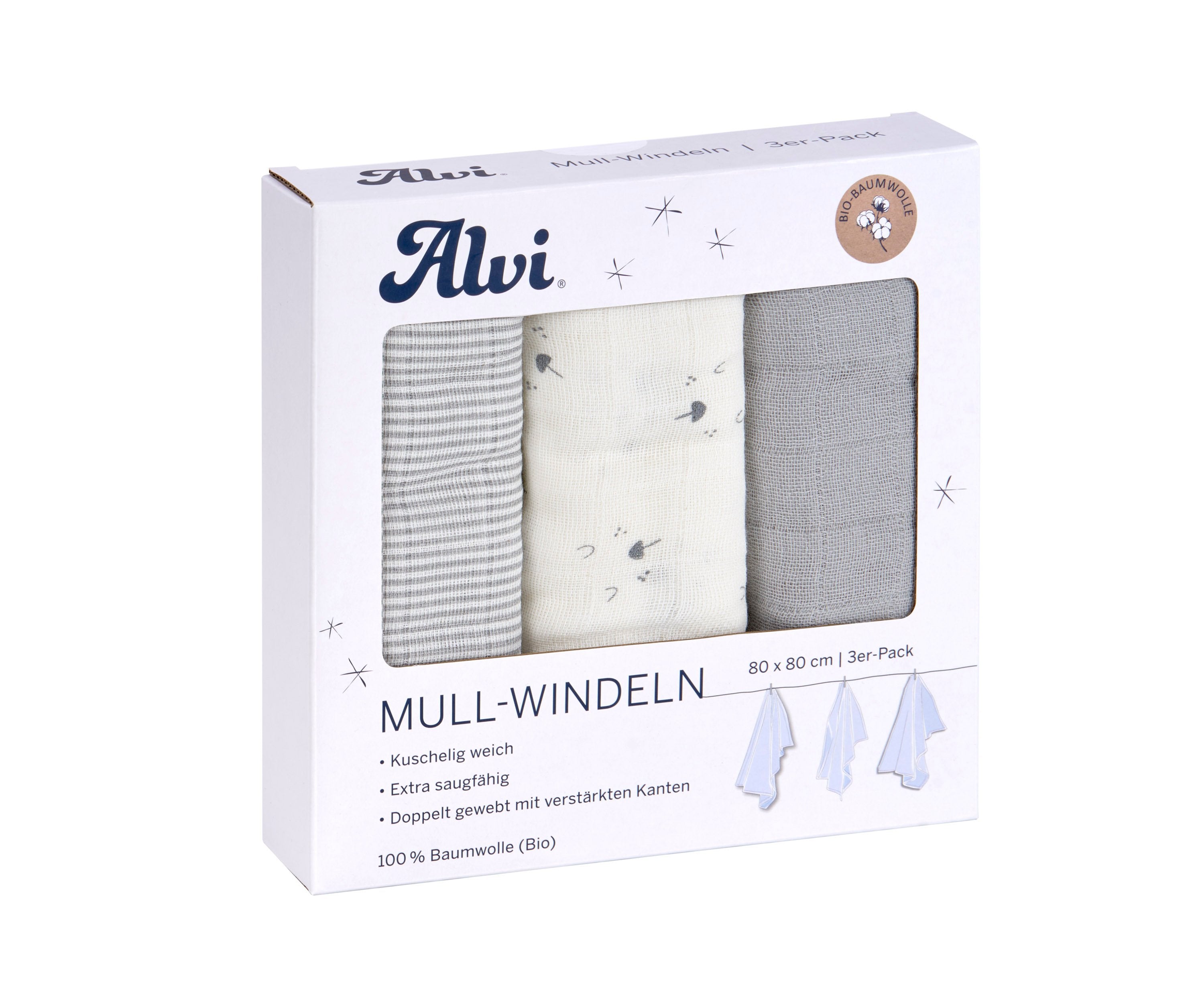 Mull Windeln 3er Pack - Faces