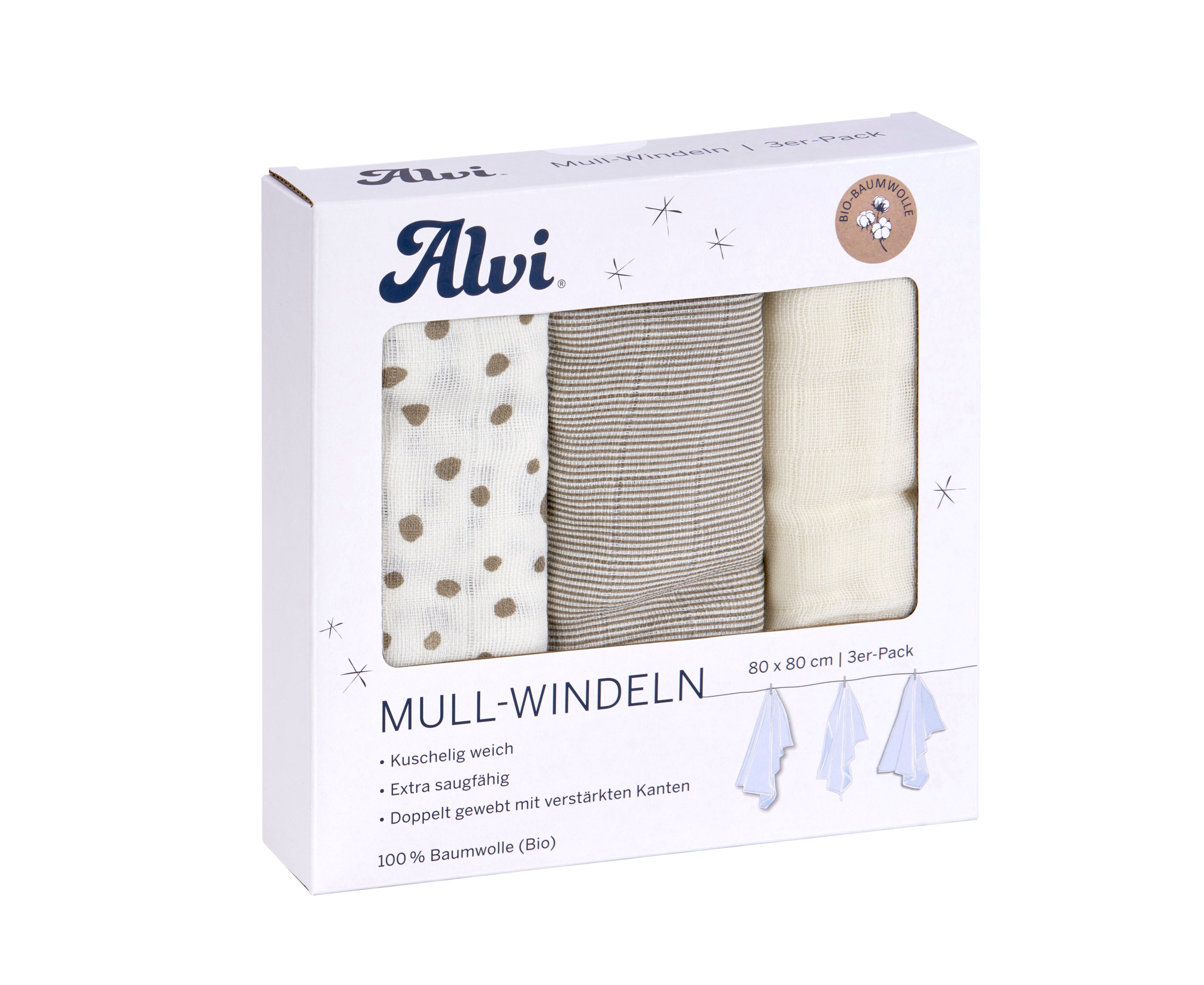 Mull Windeln 3er Pack - Aqua Dot