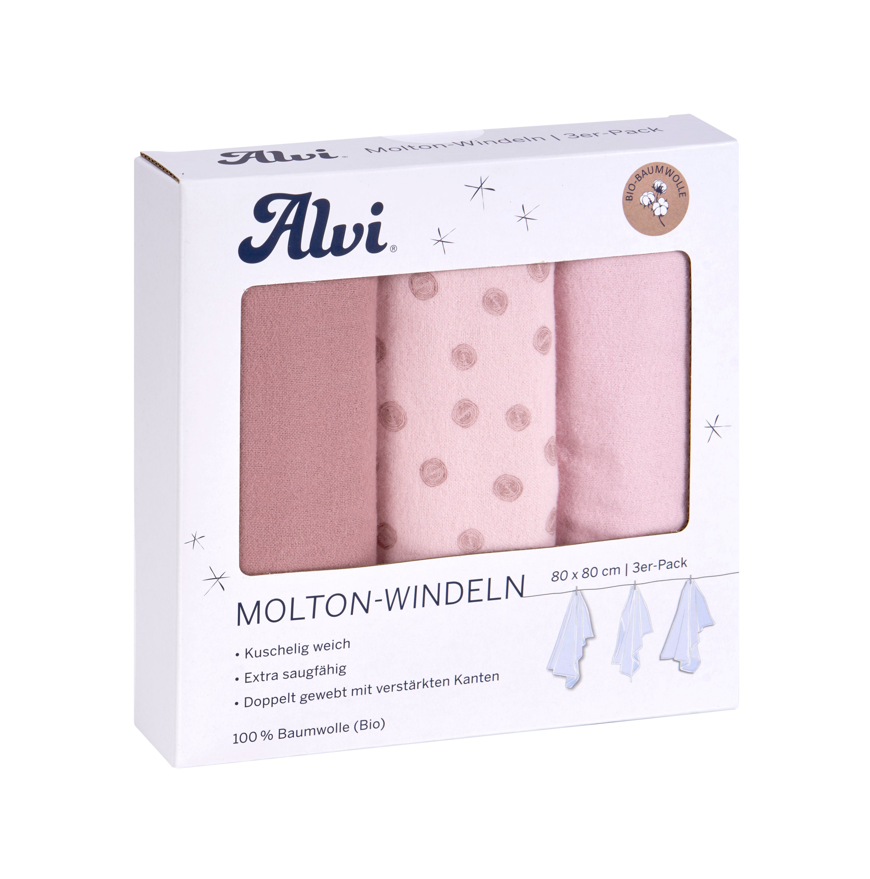 Molton Windeln 3er Pack - Curly Dots