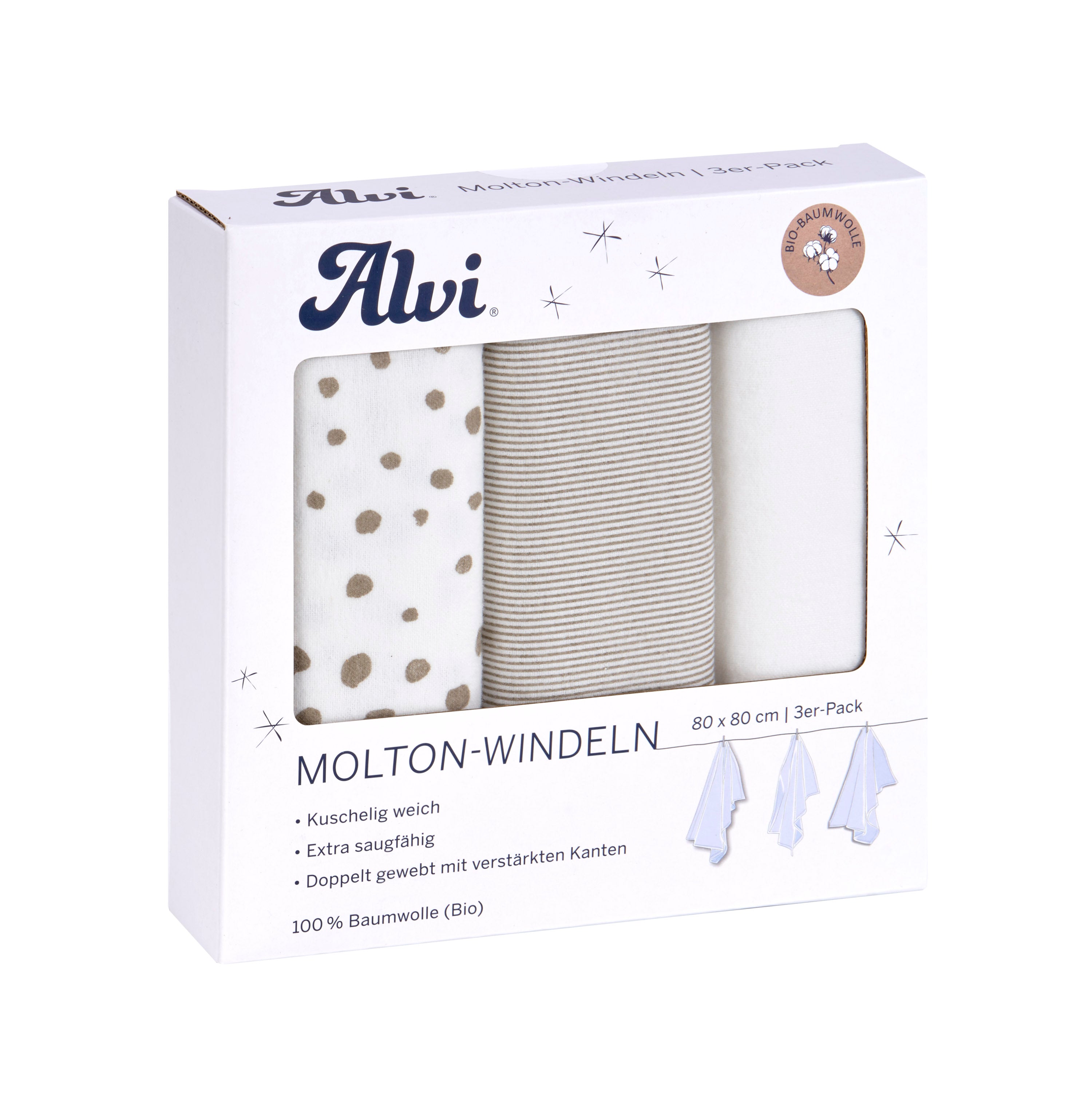Molton Windeln 3er Pack - Aqua Dot