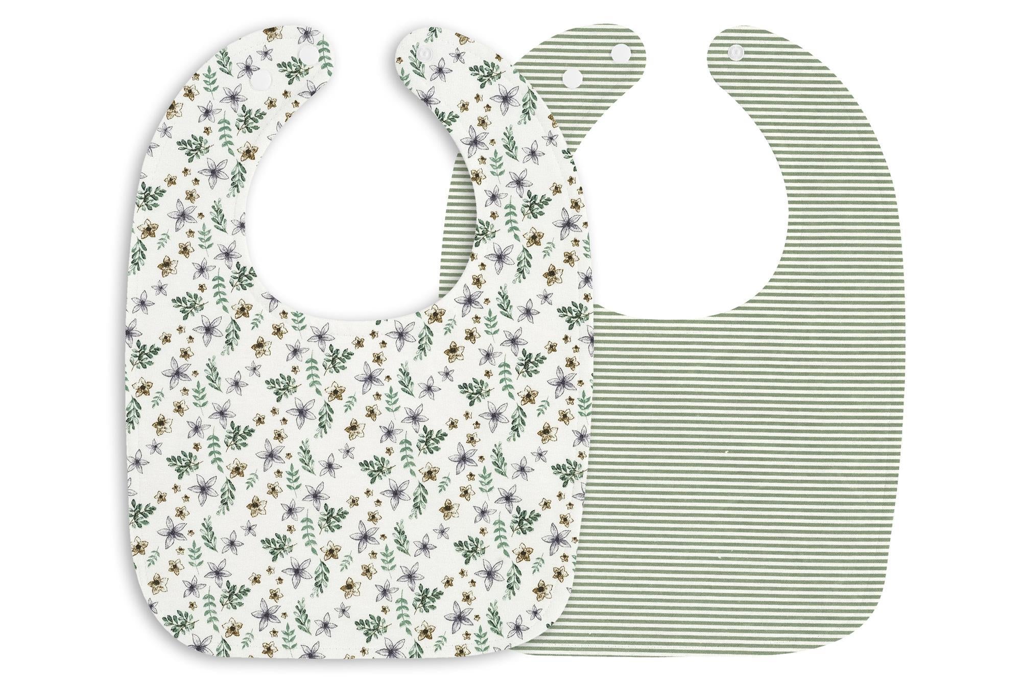 Lätzchen 2er (BIO-Baumwolle) - Petit Fleurs + Ringel