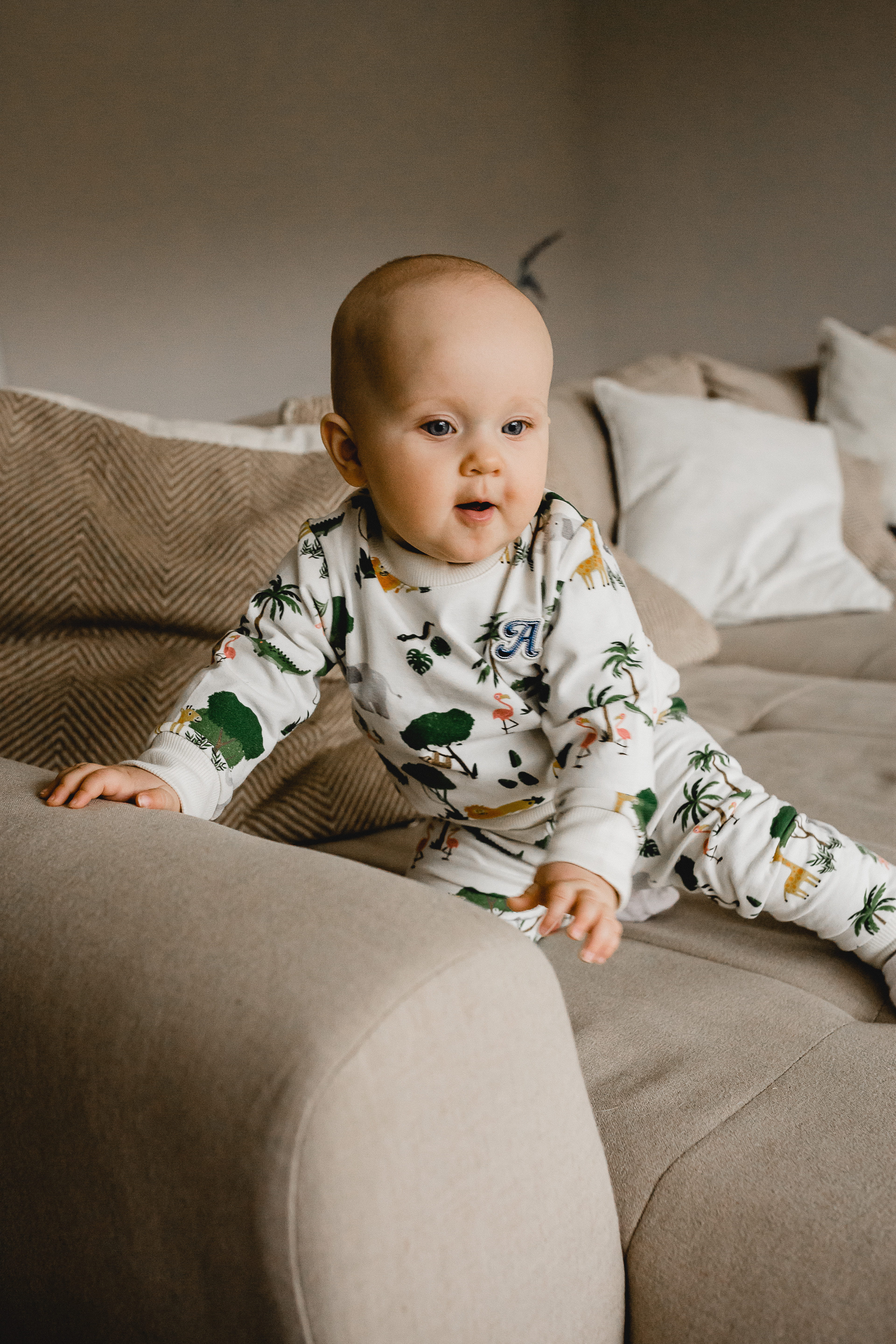 Jogginghose mit Rippbündchen - Antique White Jungle