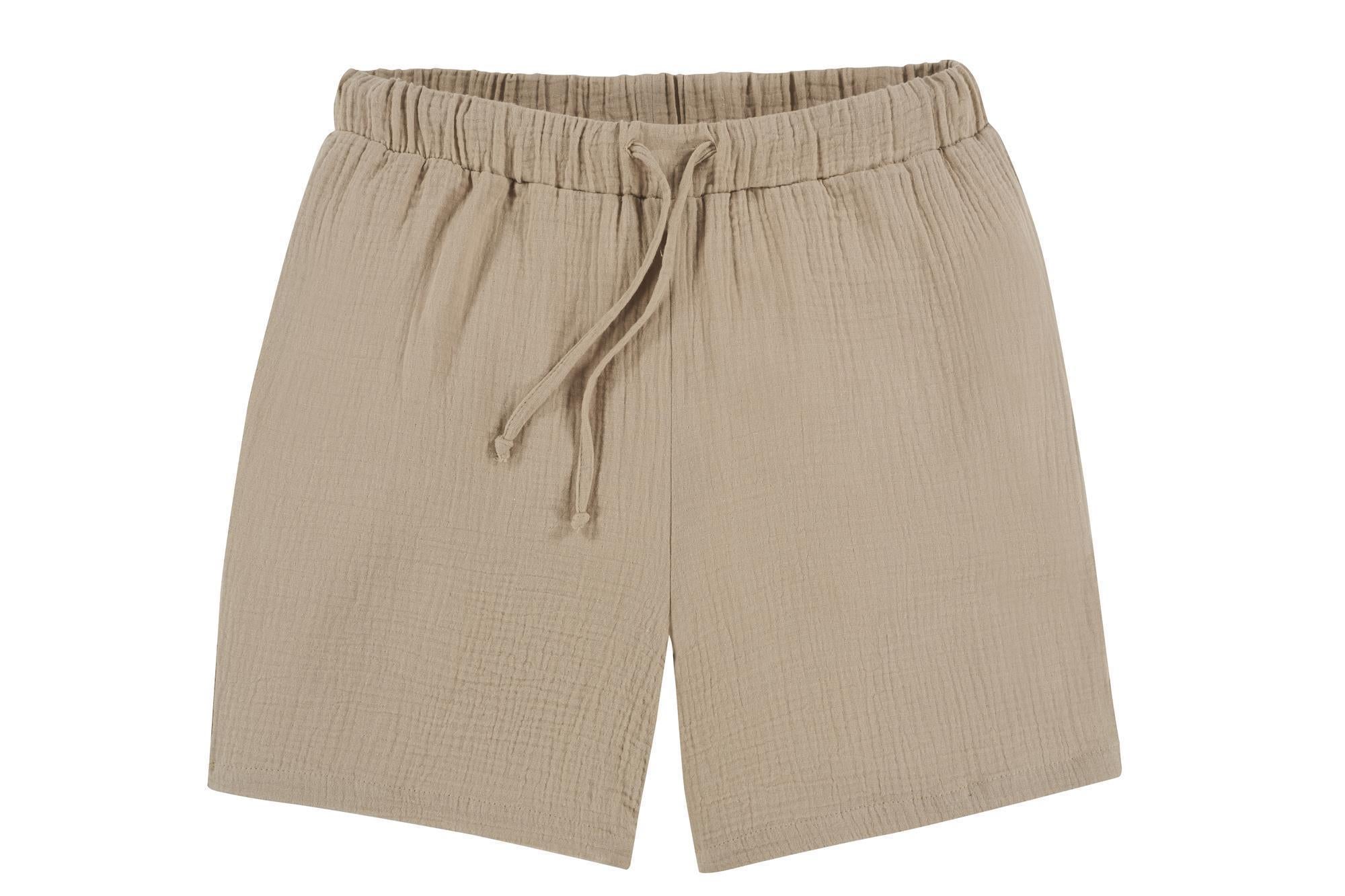 Kurze Musselin Loungewear Hose - natur
