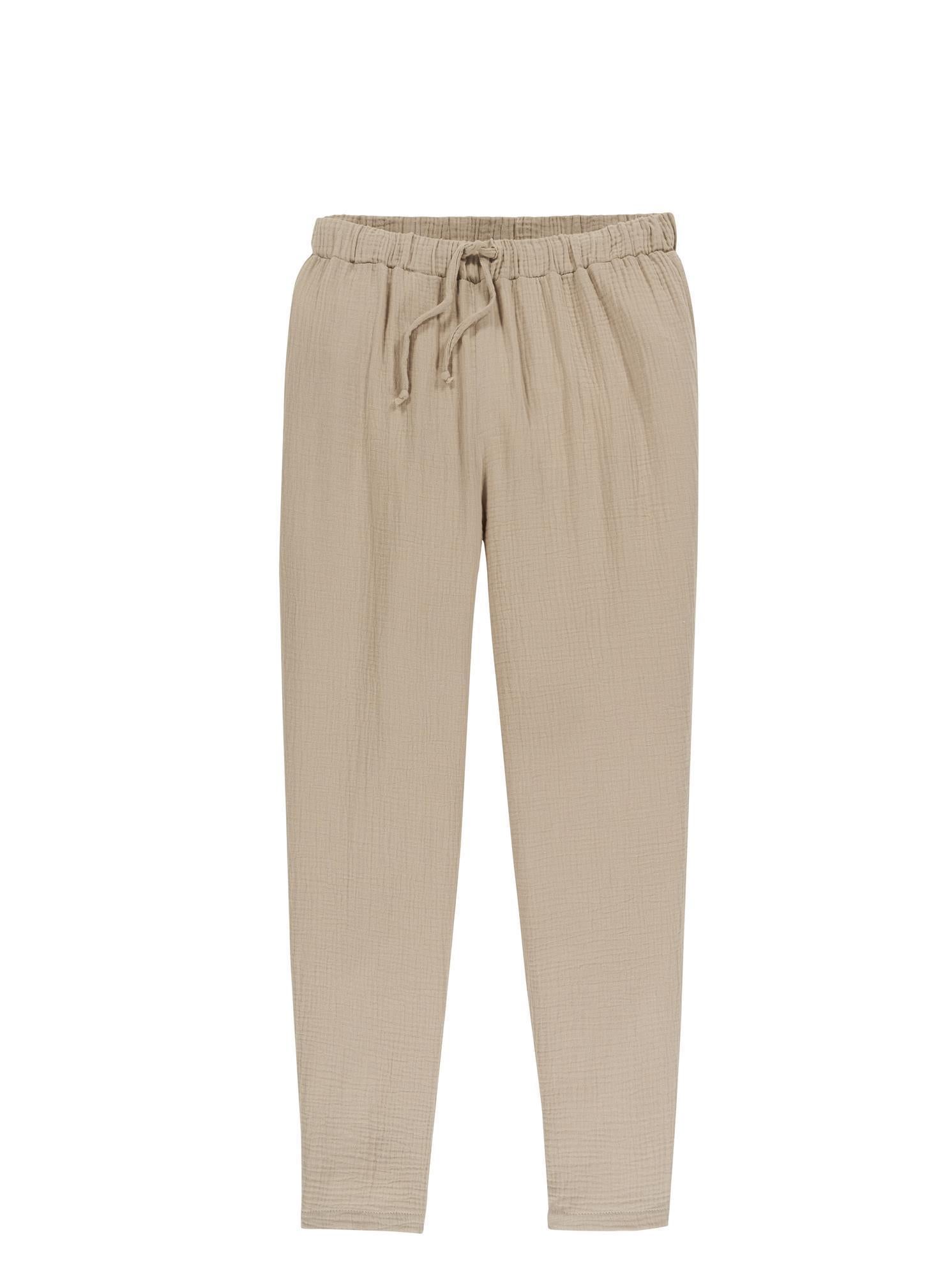 Lange Musselin Loungewear Hose - natur