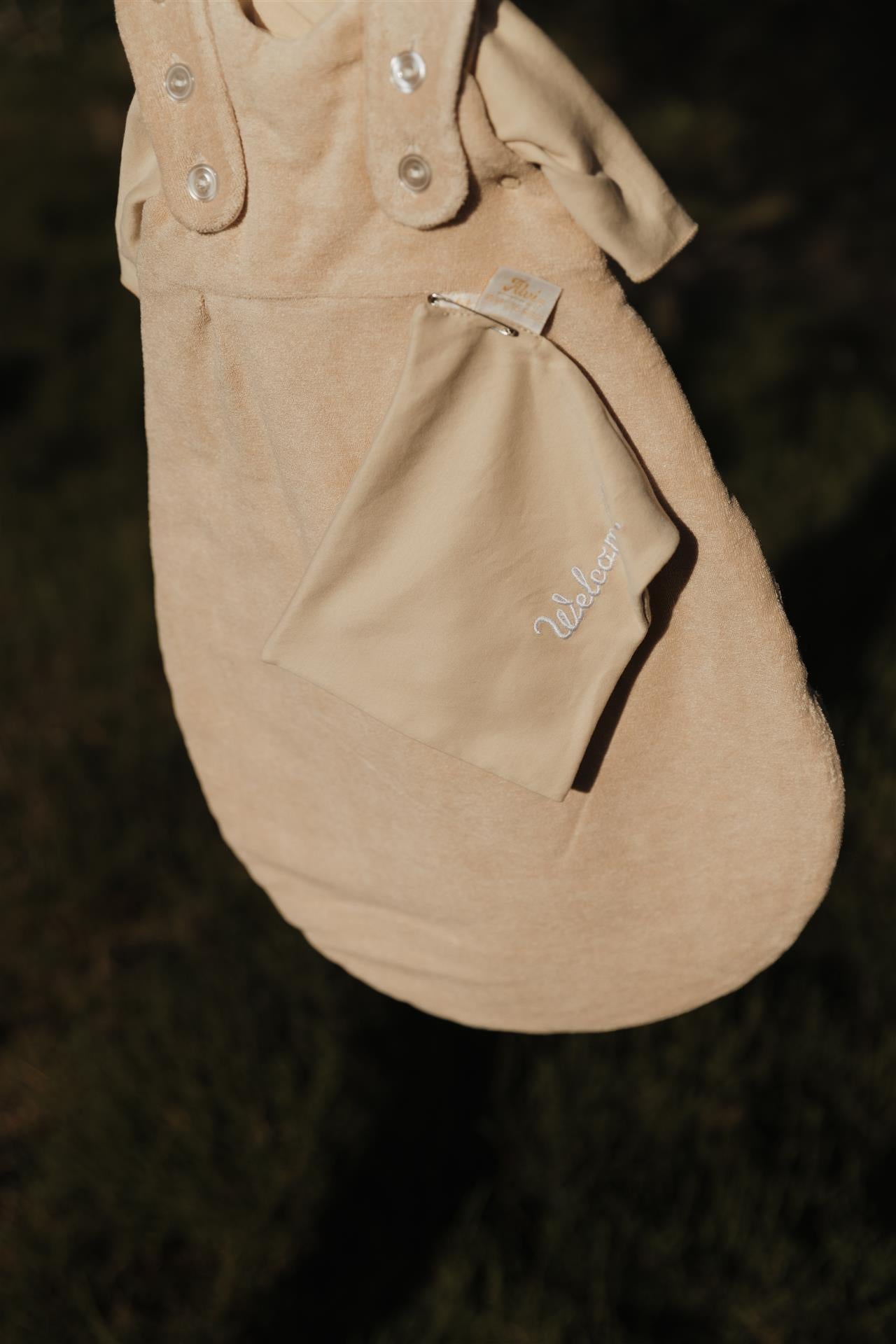 Frühchenschlafsack mit Innensack + Tuch, natur