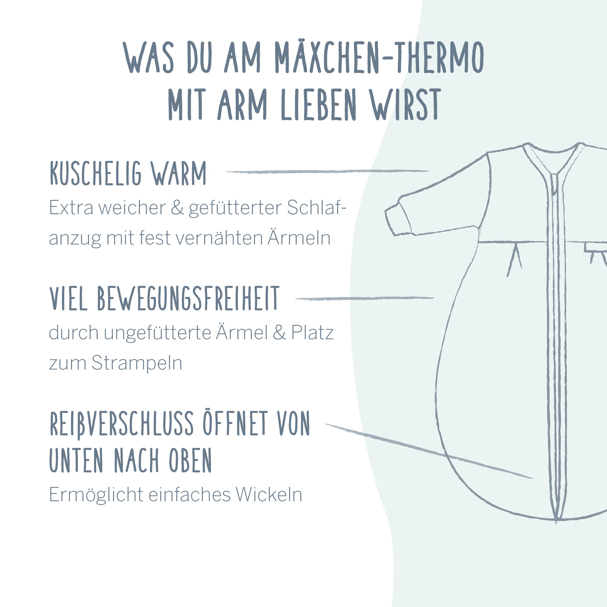Kugelschlafsack Mäxchen-Thermo mit Arm - Baby Forest