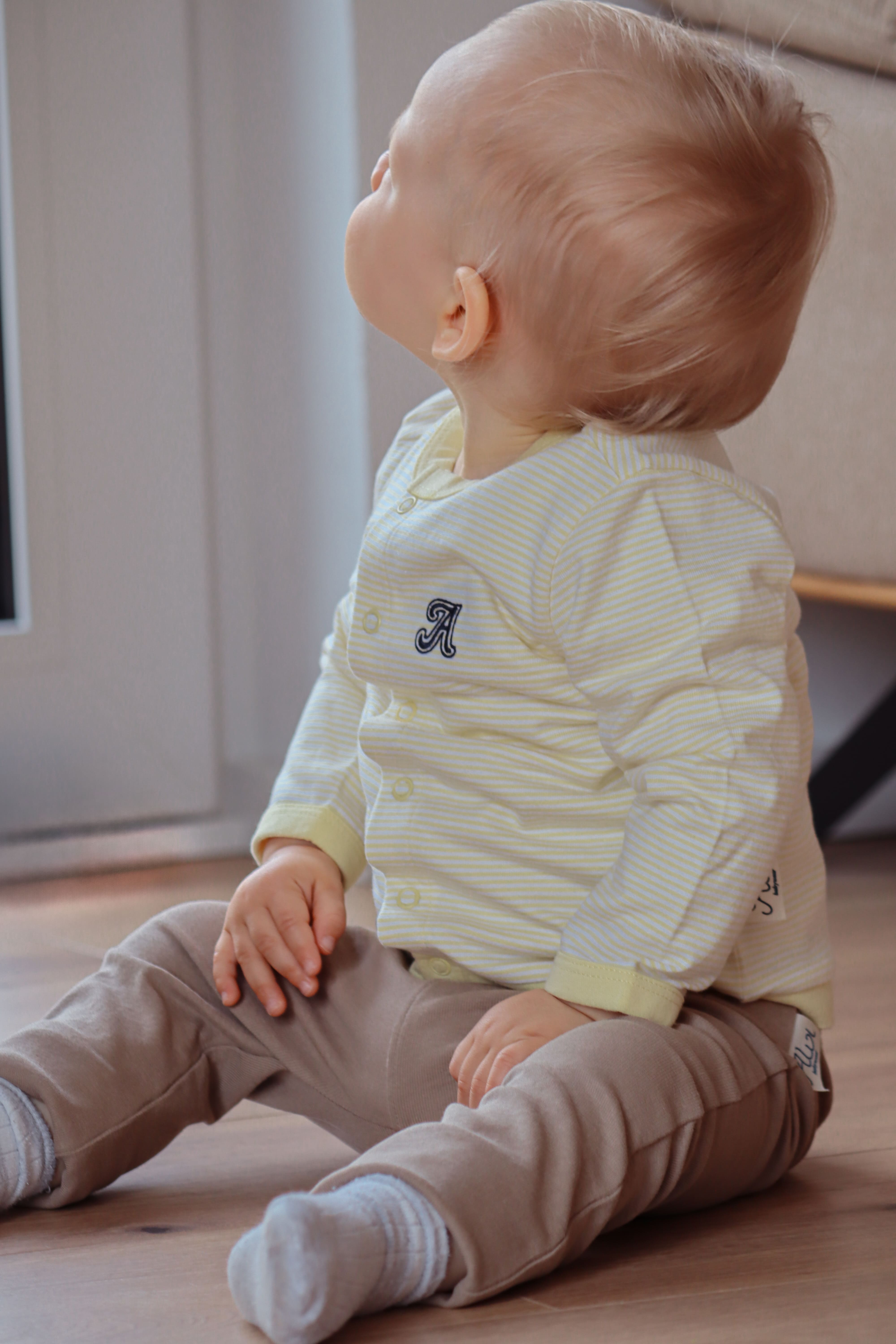 Cardigan - Vanilla-White Stripe