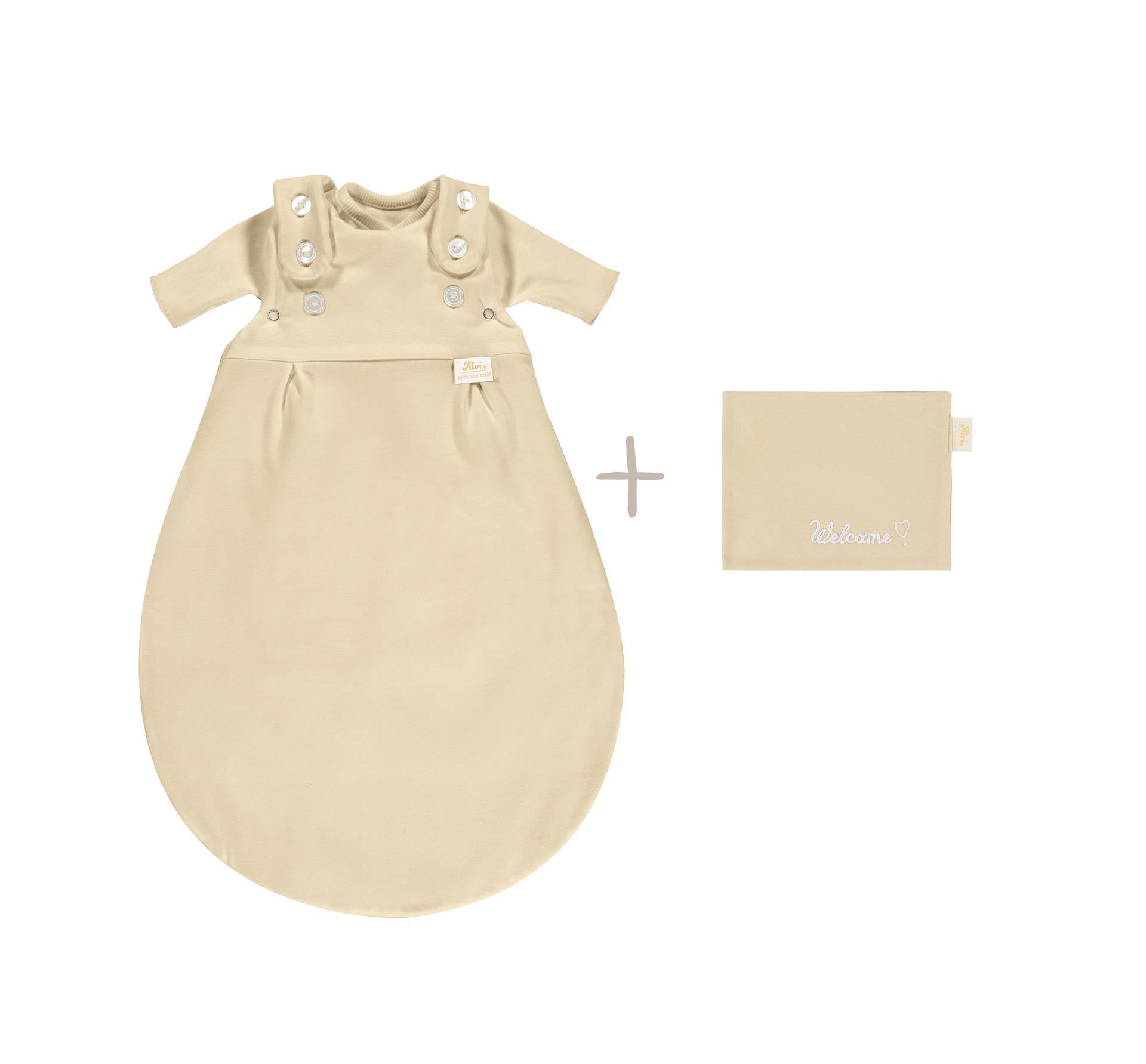 Frühchenschlafsack mit Innensack Interlock + Tuch, natur