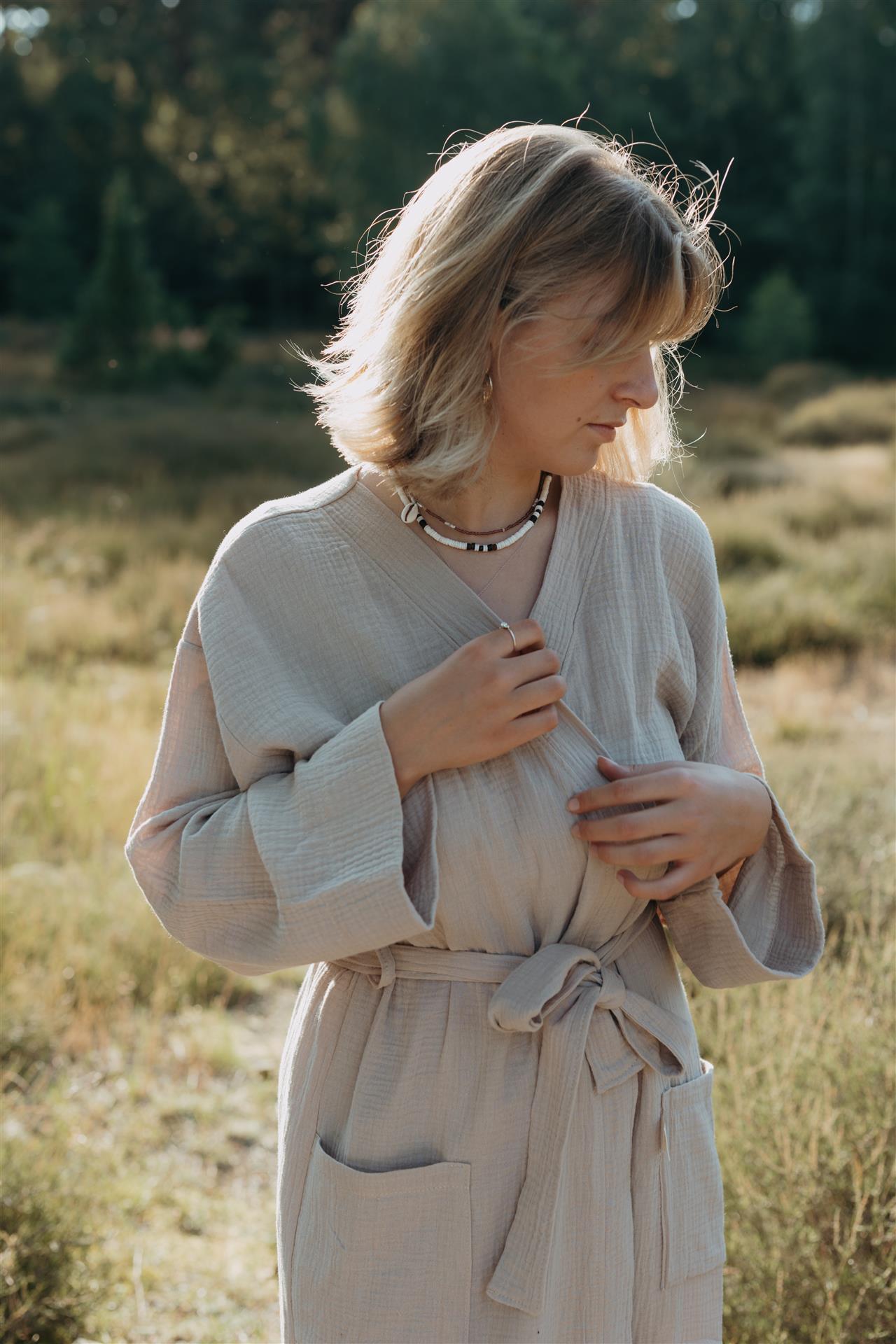Kimono aus Musselin - natur