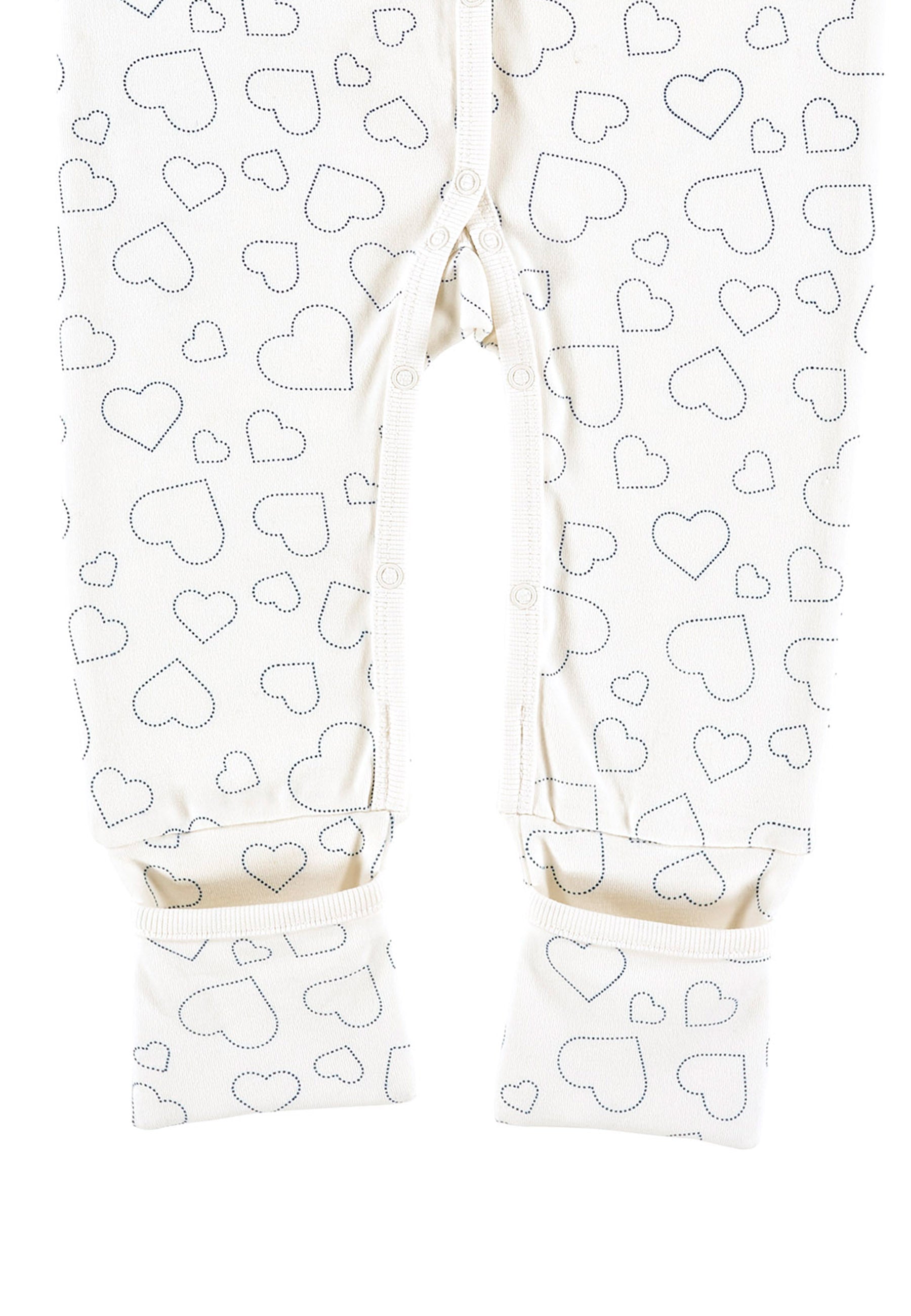 Schlafanzug mit Klappbündchen (BIO-Baumwolle) - Hearts white