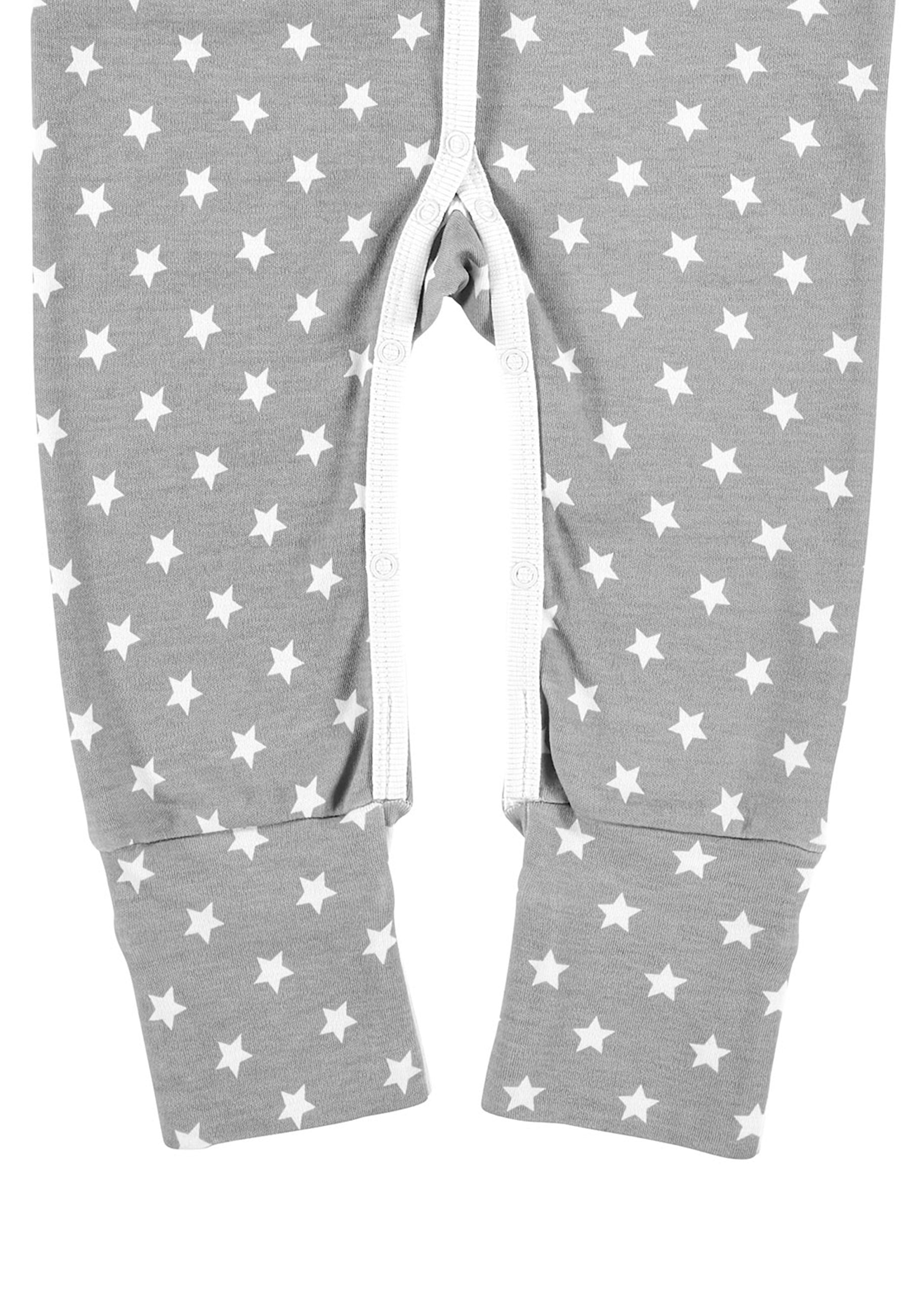 Schlafanzug mit Klappbündchen (BIO-Baumwolle) - Stars silber